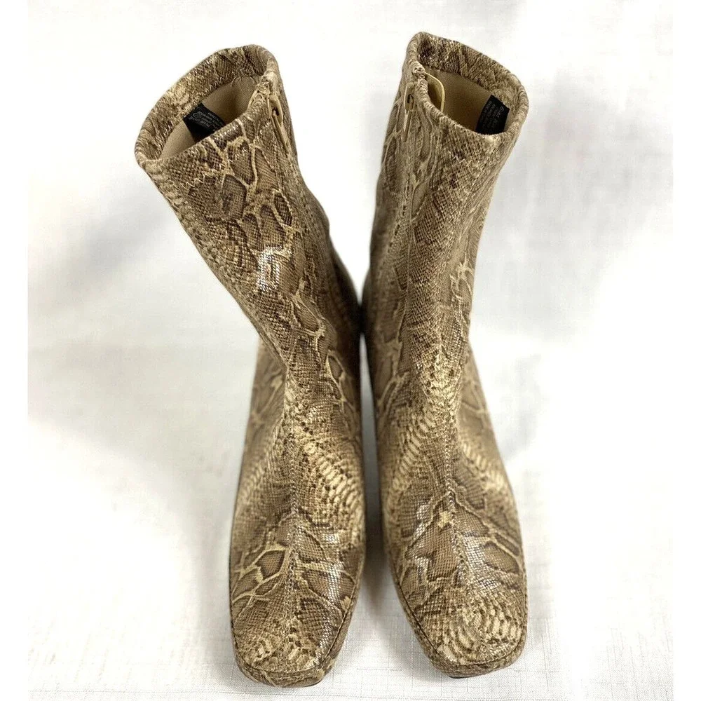 Aerosoles Blue Gene Stretch Mid-Calf Boot Women's Size 6.5M Brown Snake Pattern - Picture 3 of 15
